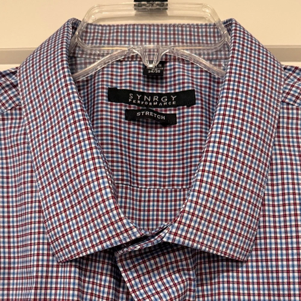 Synergy Performance Red and Blue Checkered Men's Shirt - Picture 1 of 7